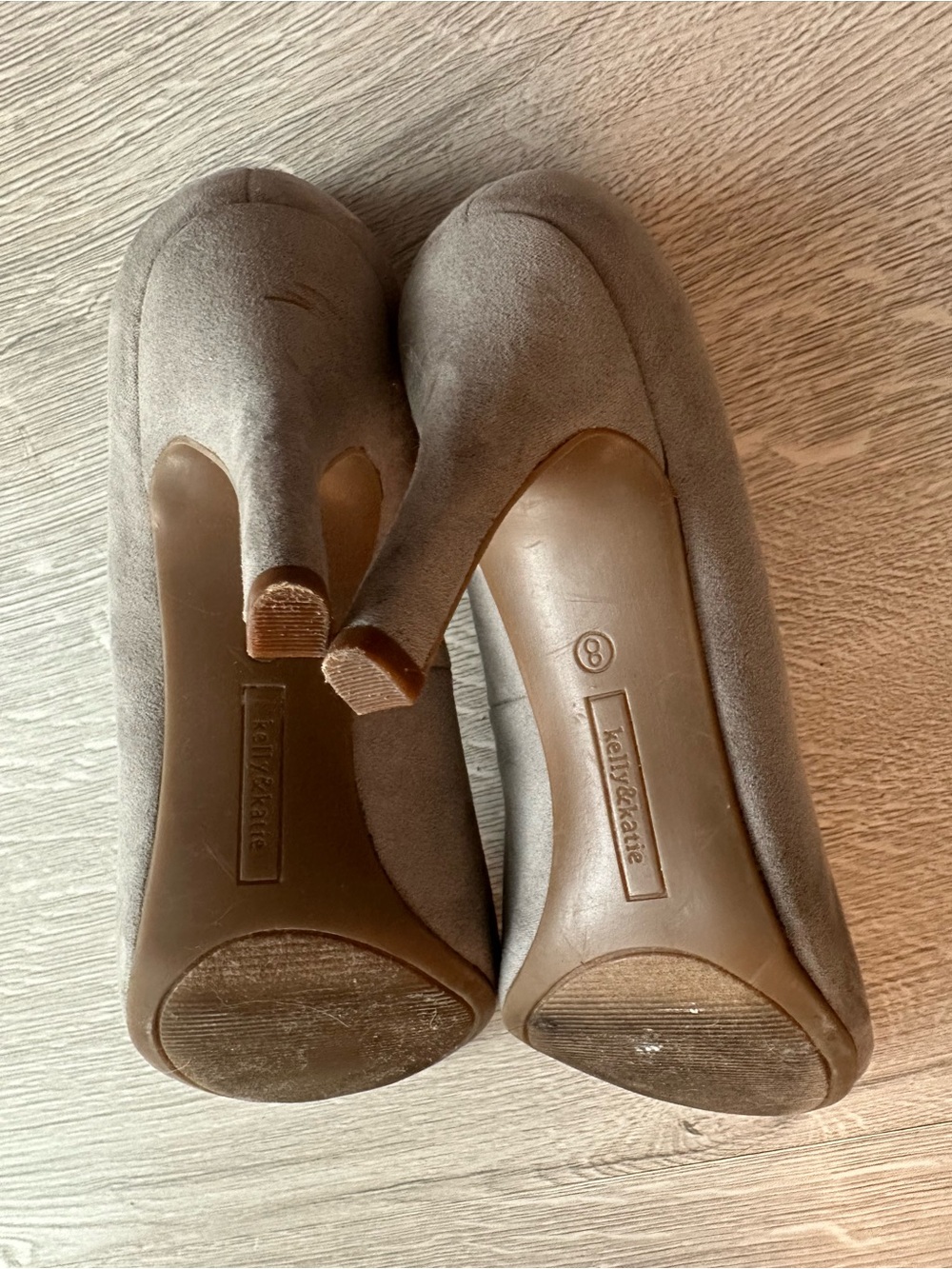 Light Gray Suede Pumps with Rounded Toe - Picture 6 of 7